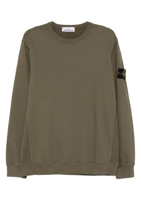 brushed organic cotton fleece sweatshirt man military green STONE ISLAND | K2S15 6100028 S0A20V0054